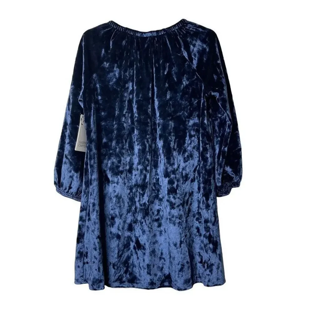 Harper Canyon Girls Navy Peacoat Velvet Dress Size 3 New‎